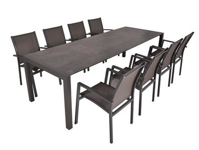 Garten-Sitzgruppe HAUKE 9-tlg. Kunststoff Dunkelbraun Gartenm?bel-Set Gartengarnitur