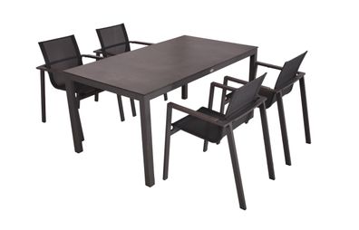 Garten-Sitzgruppe IMRE 5-tlg. Kunststoff Schwarz Gartenmöbel-Set Gartengarnitur