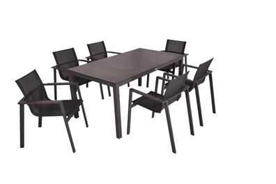 Garten-Sitzgruppe IMRE 7-tlg. Kunststoff Schwarz Gartenmöbel-Set Gartengarnitur