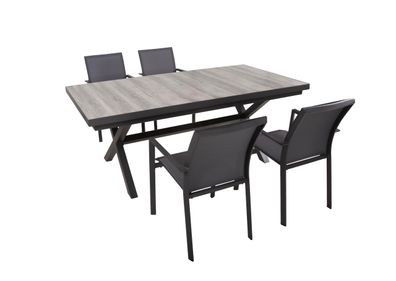 Garten-Sitzgruppe JANA 5-tlg. Alu/Keramik Eiche-Optik Grau Gartenm?bel-Set