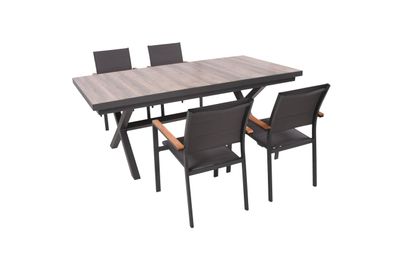 Garten-Sitzgruppe JANA 5-tlg. Alu/Keramik Eiche-Optik Grau Gartenm?bel-Set