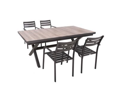 Garten-Sitzgruppe JANA 5-tlg. Alu/Keramik Eiche-Optik Grau Gartenm?bel-Set
