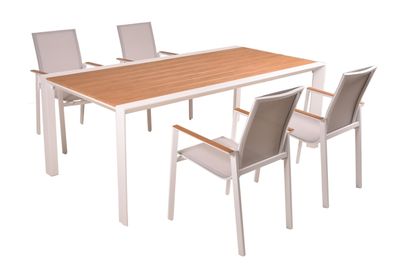 Garten-Sitzgruppe JONAS 5-tlg. Kunststoff Hellbraun Gartenm?bel-Set Gartengarnitur