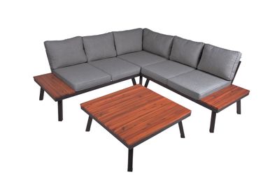 Gartenloungeset JULIE 4tlg. Akazie Dunkelgrau Gartenmöbel Set Garten Loungegruppe