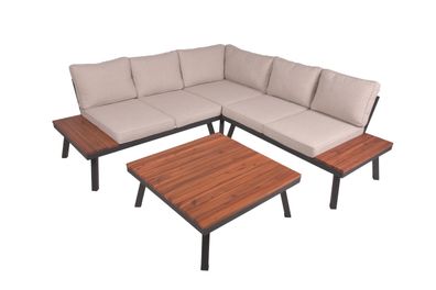 Gartenloungeset JULIE 4tlg. Akazie Beige Gartenmöbel Set Garten Loungegruppe