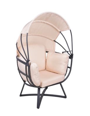 Gartenmuschel JUSTUS Kunststoff Beige Sonneninsel Outdoor Relaxsessel mit Dach Garten