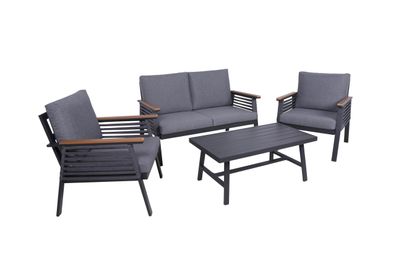 Gartenloungeset JARLE inkl. Kissen Kunststoff Dunkelgrau Gartenmöbel Set Garten