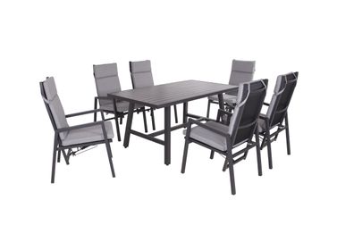 Garten-Sitzgruppe JONI 7-tlg. Kunststoff Schwarz Gartenm?bel-Set Gartengarnitur