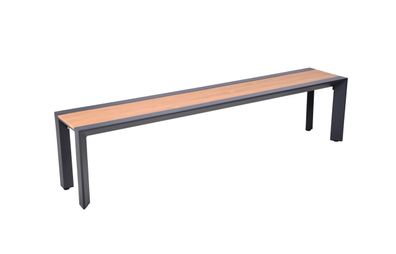 Gartenbank KASPER 180cm Breit Kunststoff Anthrazit Ohne R?ckenlehne Terrassenbank