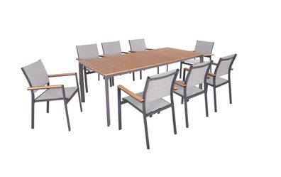 Garten-Sitzgruppe KIRA 9-tlg. Kunststoff Braun Gartenmöbel-Set Gartengarnitur