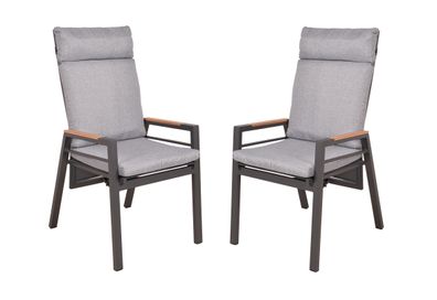 Garten-Sitzgruppe LUISA 5-tlg. Teak Schwarz Gartenm?bel-Set Gartengarnitur