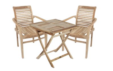 Balkonm?bel-Set LINNEA 3-tlg. Teak Teakbraun Gartenm?bel-Set Gartengarnitur