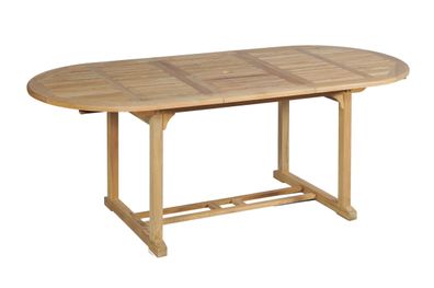 Gartentisch MALTE ausziehbar oval Teak Natur 160x95x75cm Ausziehtisch Esstisch