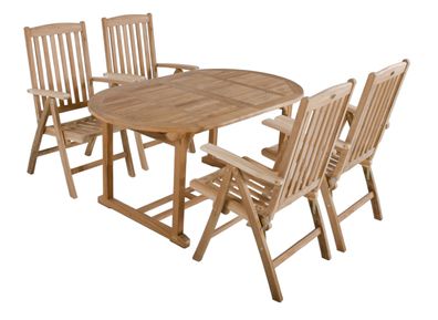 Garten-Sitzgruppe MANUEL 5-tlg. Teak Teakbraun Gartenm?bel-Set Gartengarnitur