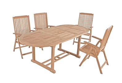 Garten-Sitzgruppe MANUEL 5-tlg. Teak Teakbraun Gartenm?bel-Set Gartengarnitur