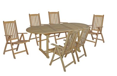 Garten-Sitzgruppe MANUEL 7-tlg. Teak Teakbraun Gartenm?bel-Set Gartengarnitur
