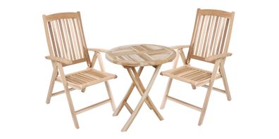Balkonm?bel-Set MIKA 3-tlg. Teak Hellbraun Gartenm?bel-Set Gartengarnitur