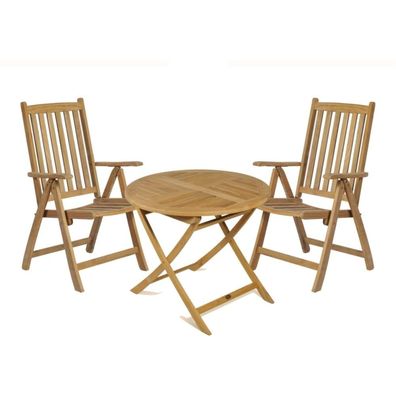 Balkonm?bel-Set MILOS 3-tlg. Teak Teakbraun Gartenm?bel-Set Gartengarnitur