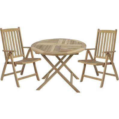Balkonm?bel-Set MILOS 3-tlg. Teak Teakbraun Gartenm?bel-Set Gartengarnitur