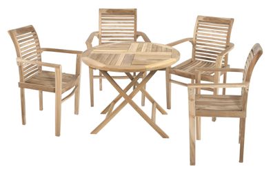 Garten-Sitzgruppe MIRJA 5-tlg. Teak Teakbraun Gartenm?bel-Set Gartengarnitur