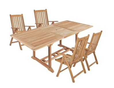 Garten-Sitzgruppe MADS 5-tlg. Teak Teakbraun Gartenm?bel-Set Gartengarnitur