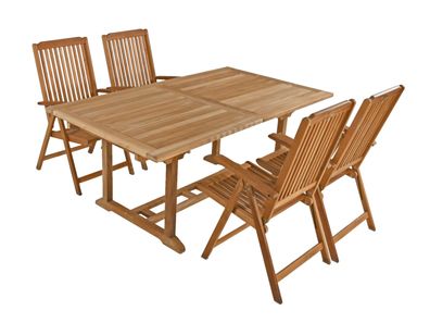 Garten-Sitzgruppe MADS 5-tlg. Teak Teakbraun Gartenm?bel-Set Gartengarnitur