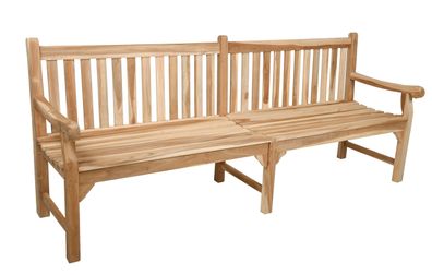 Gartenbank MEGAN 5-Sitzer 220cm Breit Teak Natur Terrassenbank Wetterfest Sitzbank