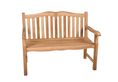 Gartenbank NINA 2-Sitzer 120cm Breit Teak Hellbraun Terrassenbank Wetterfest Sitzbank