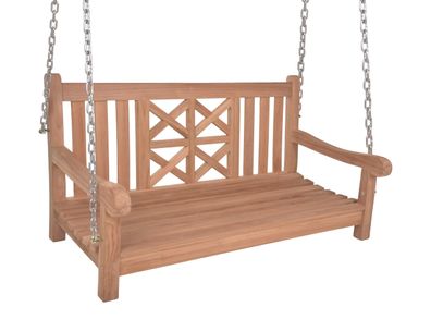 Garten-H?ngebank NELLY 120cm Breit Teak Natur H?ngebank Garten Wetterfest Sitzbank