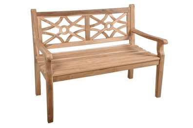 Gartenbank OLIVER 2-Sitzer 120cm Breit Teak Natur Terrassenbank Wetterfest Sitzbank