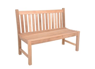 Gartenbank OMAR 2-Sitzer ohne Armlehnen 120cm Breit Teak Hellbraun Terrassenbank