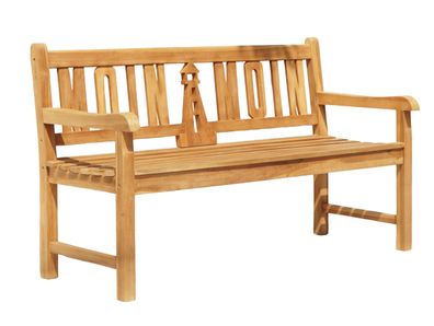 Gartenbank ORJAN 3-Sitzer mit Leuchtturm 150cm Breit Teak Natur Terrassenbank