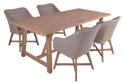 Garten-Sitzgruppe PEER Set 5-tlg. Akazie Hellbraun Gartenm?bel-Set Gartengarnitur