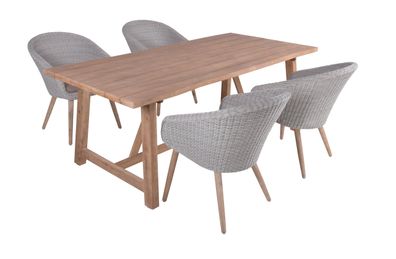 Garten-Sitzgruppe PEER 5-tlg. Akazie Braun Gartenm?bel-Set Gartengarnitur