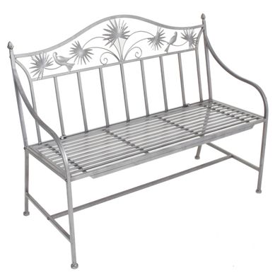 Gartenbank RAFAEL 111cm Breit Eisen Grau Terrassenbank Wetterfest Sitzbank Outdoor