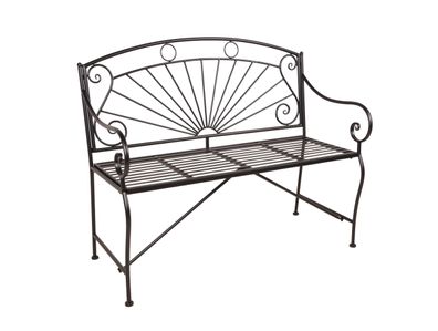 Gartenbank RENE 111cm Breit Stahl Schwarz matt Terrassenbank Wetterfest Sitzbank
