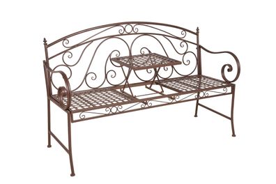Gartenbank SABINE hochklappbarer Tisch 147cm Breit Stahl Braun 147x53x94,5cm