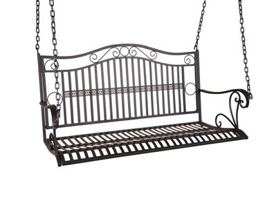 Garten-H?ngebank SILVIA 114cm Breit Eisen Schwarz H?ngebank Garten Wetterfest