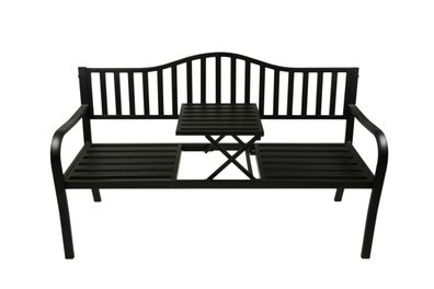 Gartenbank SOREN hochklappbarer Tisch 150cm Breit Stahl Anthrazit 60x150x89cm