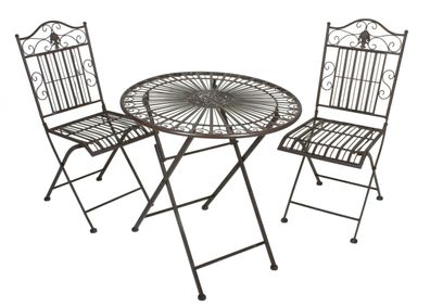 Balkonm?bel-Set TAMAS klappbar Stahl Schwarzbraun Balkon-Set Gartenm?bel-Set