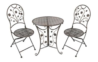 Balkonm?bel-Set THILO 3-tlg. Stahl Bronze Balkon-Set Gartenm?bel-Set Sitzgruppe f?r