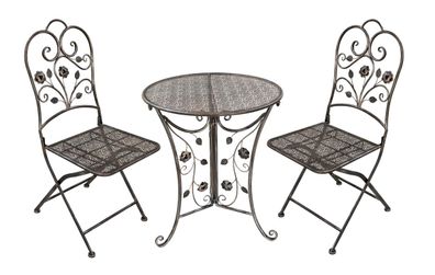 Balkonm?bel-Set THILO 3-tlg. Stahl Bronze Balkon-Set Gartenm?bel-Set Sitzgruppe f?r