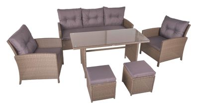 Garten-Sitzgruppe TOVE 6-tlg. Kunststoff Braun Gartenm?bel-Set Gartengarnitur