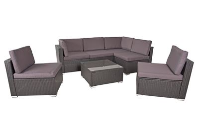 Garten-Sitzgruppe TILDA 7-tlg. Kunststoff Schwarz Gartenmöbel-Set Gartengarnitur
