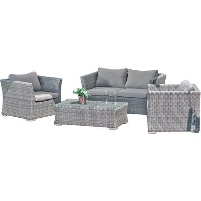 Gartenloungeset ULRIK 4-tlg. Kunststoff Grau Gartenmöbel Set Garten Loungegruppe