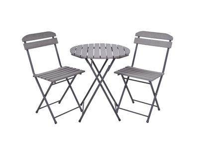Balkonm?bel-Set ULF 3-tlg. Kunststoff Grau Balkon-Set Gartenm?bel-Set Sitzgruppe f?r