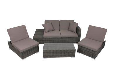 Gartenloungeset UWE grau Alu/Kunststoff Grau Gartengarnitur umbaubar