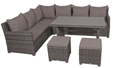 Gartenloungeset VIKTOR Alu/Kunststoff Dunkelgrau Gartenmöbel Set Garten