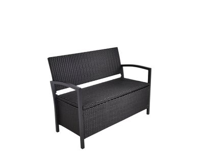 Parkbank VIVI mit Ablagefach 117cm Breit Kunststoff Schwarz Gartenbank Wetterfest