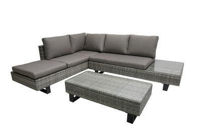 Gartenloungeset JOCHEN 3-tlg Alu/Kunststoff Grau Gartenmöbel Set Garten
